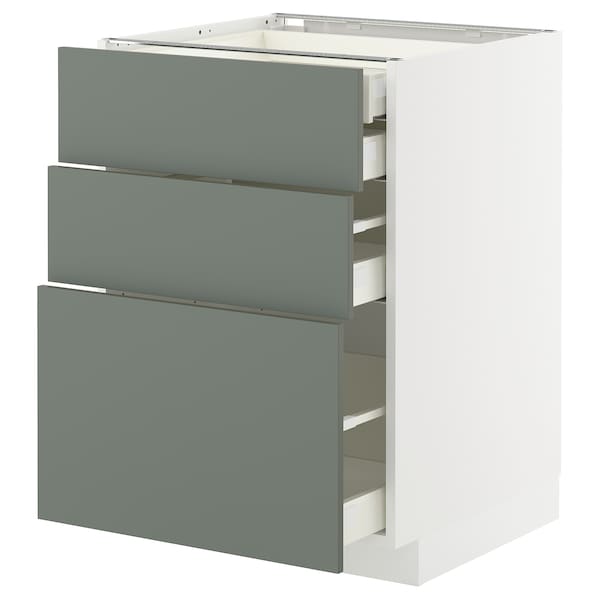 Ikea METOD / MAXIMERA - Base cb 3 frnts/2 low/1 md/1 hi drw, white/Nickebo matt grey-green, 60x60 cm