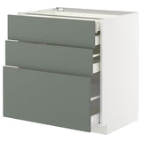 METOD / MAXIMERA base cb 3 frnts/2 low/1 md/1 hi drw, white/Nickebo matt grey-green, 80x60 cm