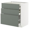 METOD / MAXIMERA base cb 3 frnts/2 low/1 md/1 hi drw, white/Nickebo matt grey-green, 80x60 cm