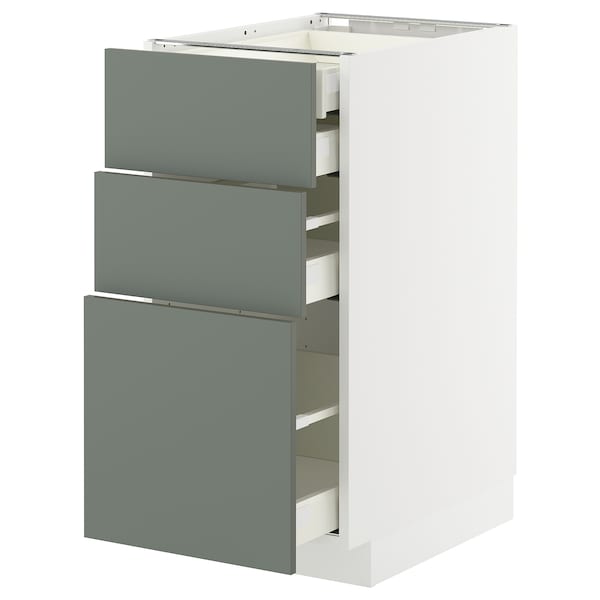 Ikea METOD / MAXIMERA - Base cb 3 frnts/2 low/1 md/1 hi drw, white/Nickebo matt grey-green, 40x60 cm