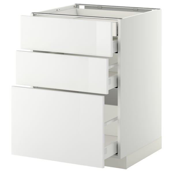 METOD / MAXIMERA - METOD / MAXIMERA Base cb 3 frnts/2 low/1 md/1 hi drw, white/Ringhult white, 60x60 cm