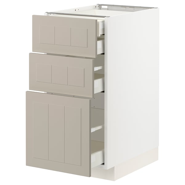 METOD / MAXIMERA - METOD / MAXIMERA Base cb 3 frnts/2 low/1 md/1 hi drw, white/Stensund beige, 40x60 cm