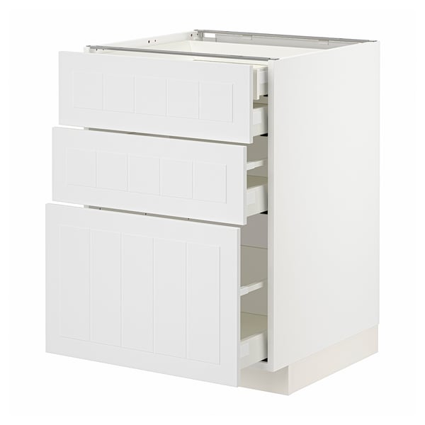 METOD / MAXIMERA base cb 3 frnts/2 low/1 md/1 hi drw, white/Stensund white, 60x60 cm