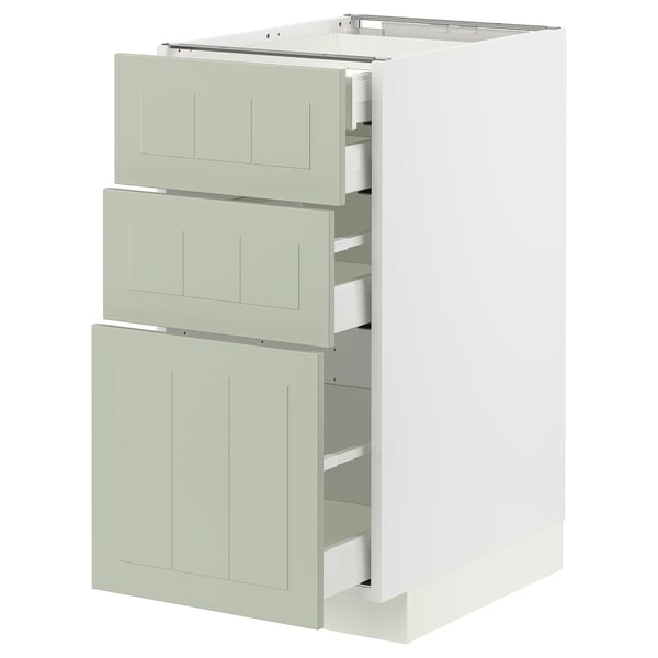 METOD / MAXIMERA base cb 3 frnts/2 low/1 md/1 hi drw, white/Stensund light green, 40x60 cm