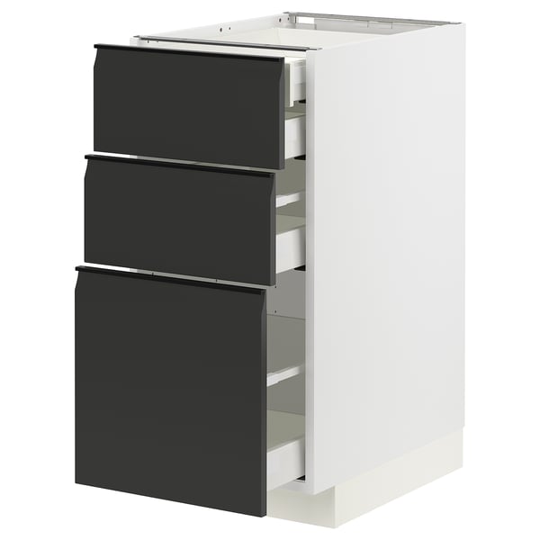METOD / MAXIMERA base cb 3 frnts/2 low/1 md/1 hi drw, white/Upplöv matt anthracite, 40x60 cm