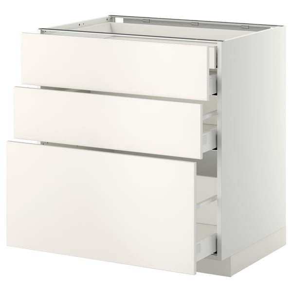 METOD / MAXIMERA base cb 3 frnts/2 low/1 md/1 hi drw, white/Veddinge white, 80x60 cm
