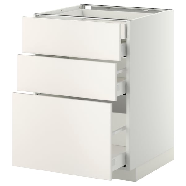 METOD / MAXIMERA - Base cb 3 frnts/2 low/1 md/1 hi drw, white/Veddinge white, 60x60 cm