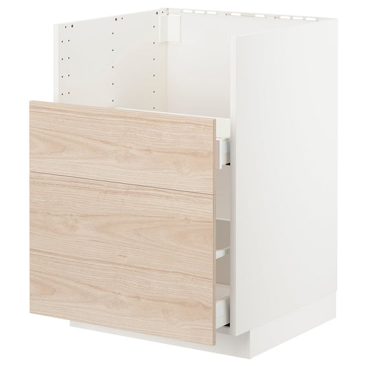 METOD / MAXIMERA base cab f TALLSJÖN sink, white/Askersund light ash effect, 60x60 cm