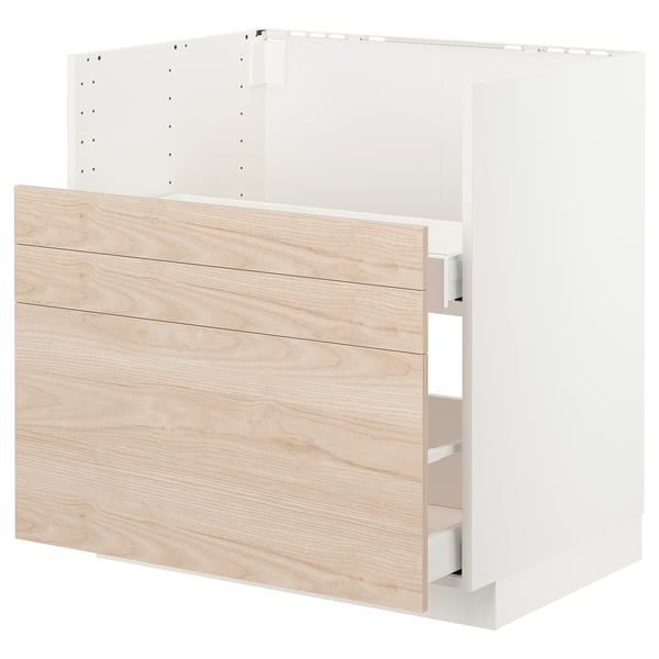 METOD / MAXIMERA - METOD / MAXIMERA Base cab f TALLSJÖN sink, white/Askersund light ash effect, 80x60 cm