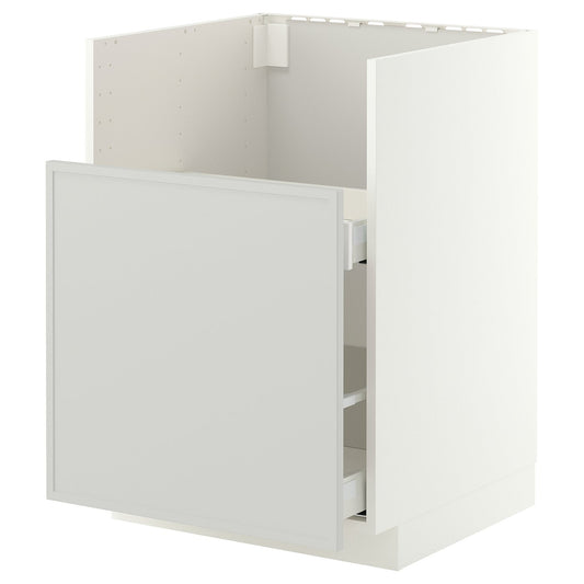 METOD / MAXIMERA base cab f TALLSJÖN sink, white/Aspudden light grey, 60x60 cm
