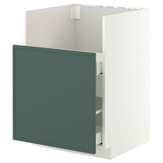 METOD / MAXIMERA base cab f TALLSJÖN sink, white/Aspudden dark grey-green, 60x60 cm