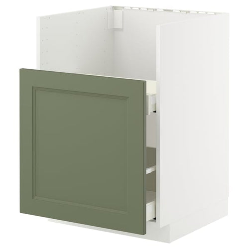 METOD / MAXIMERA - METOD / MAXIMERA Base cab f TALLSJÖN sink, white/Axstad grey-green, 60x60 cm