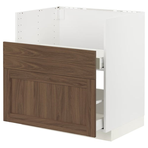 METOD / MAXIMERA Mob TALLSJÖN sink base unit, white Enköping/brown walnut effect, 80x60 cm