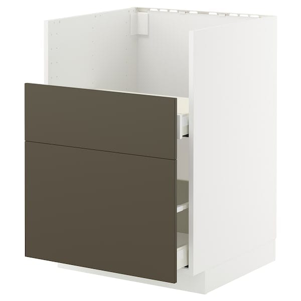 Ikea METOD / MAXIMERA - Mob base lavello TALLSJÖN, bianco/Havstorp marrone-beige,60x60 cm