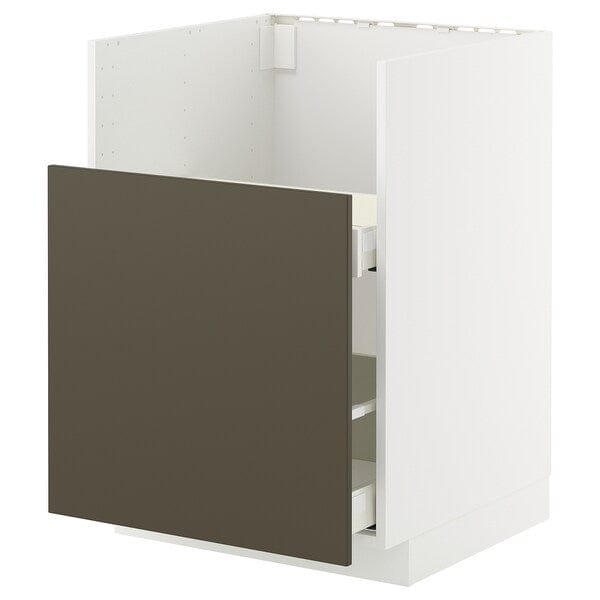 METOD / MAXIMERA - Base cab f TALLSJÖN sink, white/Havstorp brown-beige, 60x60 cm