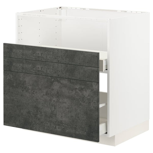 METOD / MAXIMERA Mob sink base TALLSJÖN, white/Kalhyttan dark gray concrete effect, 80x60 cm