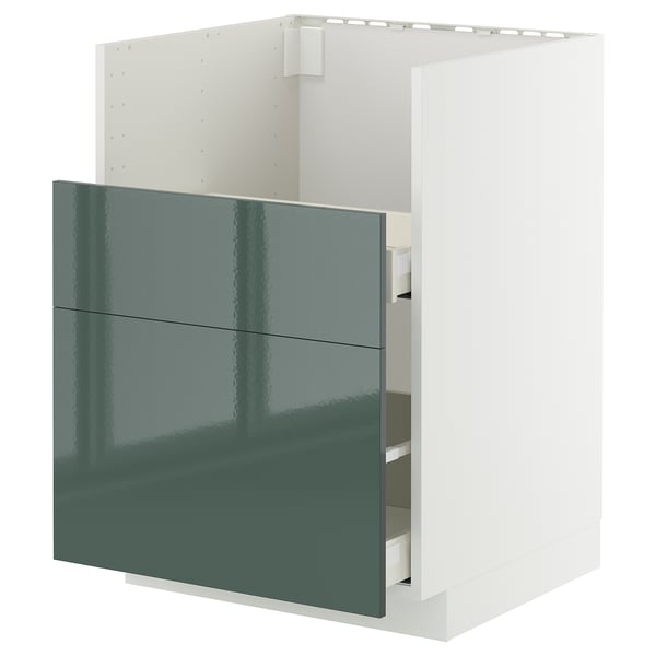 METOD / MAXIMERA - METOD / MAXIMERA Base cab f TALLSJÖN sink, white/Kallarp high-gloss dark grey-green, 60x60 cm