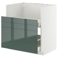 METOD / MAXIMERA base cab f TALLSJÖN sink, white/Kallarp high-gloss dark grey-green, 80x60 cm