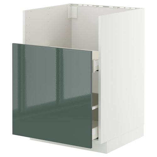 METOD / MAXIMERA - METOD / MAXIMERA Base cab f TALLSJÖN sink, white/Kallarp high-gloss dark grey-green, 60x60 cm