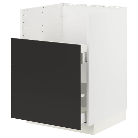 METOD / MAXIMERA base cab f TALLSJÖN sink, white/Nickebo matt anthracite, 60x60 cm