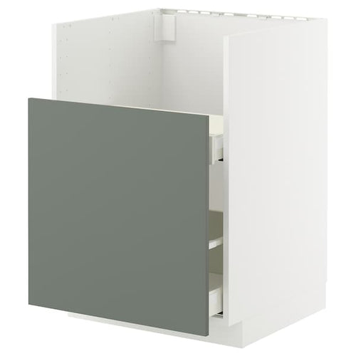 METOD / MAXIMERA - METOD / MAXIMERA Base cab f TALLSJÖN sink, white/Nickebo matt grey-green, 60x60 cm