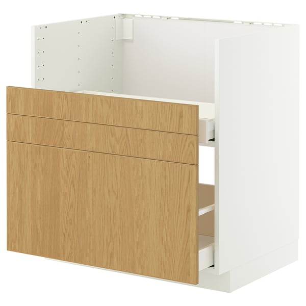 METOD / MAXIMERA mob sink base TALLSJÖN, white/Sinarp oak veneer, 80x60 cm