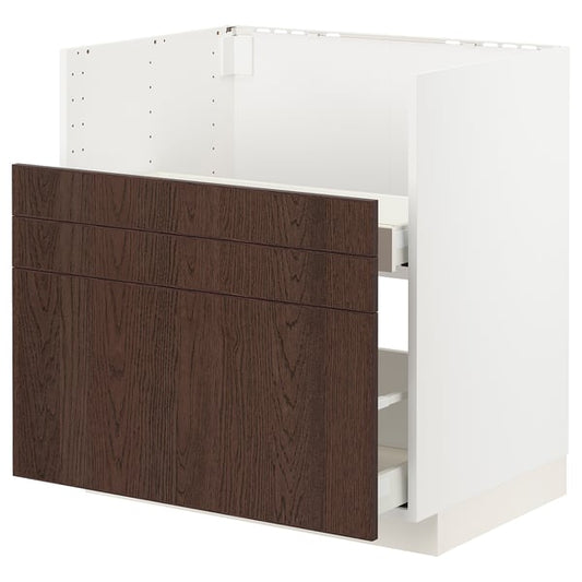 METOD / MAXIMERA - METOD / MAXIMERA Base cab f TALLSJÖN sink, white/Sinarp brown, 80x60 cm