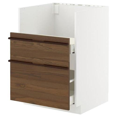METOD / MAXIMERA - METOD / MAXIMERA Base cab f TALLSJÖN sink, white/Stensta dark brown ash veneer, 60x60 cm