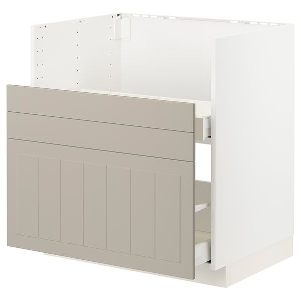 METOD / MAXIMERA - Base cab f TALLSJÖN sink, white/Stensund beige, 80x60 cm