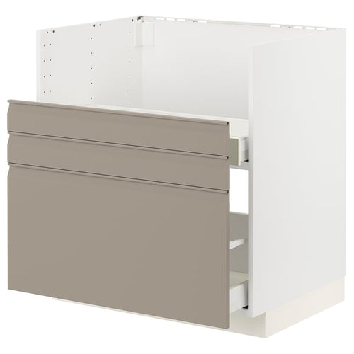 METOD / MAXIMERA - METOD / MAXIMERA Base cab f TALLSJÖN sink, white/Upplöv matt dark beige, 80x60 cm
