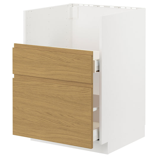 METOD / MAXIMERA base cab f TALLSJÖN sink, white/Voxtorp oak effect, 60x60 cm