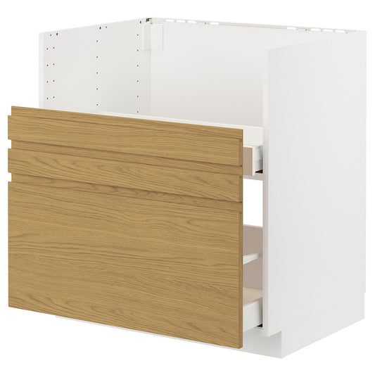 METOD / MAXIMERA base cab f TALLSJÖN sink, white/Voxtorp oak effect, 80x60 cm