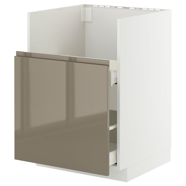 METOD / MAXIMERA base cab f TALLSJÖN sink, white/Voxtorp high-gloss dark grey-brown, 60x60 cm