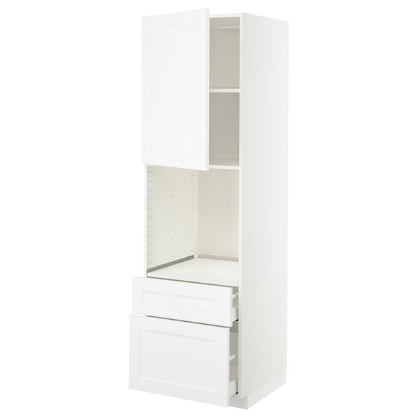 METOD / MAXIMERA hi cab f ov w dr/2 frnt/1 m/1 h drw, white/Axstad matt white, 60x60x200 cm