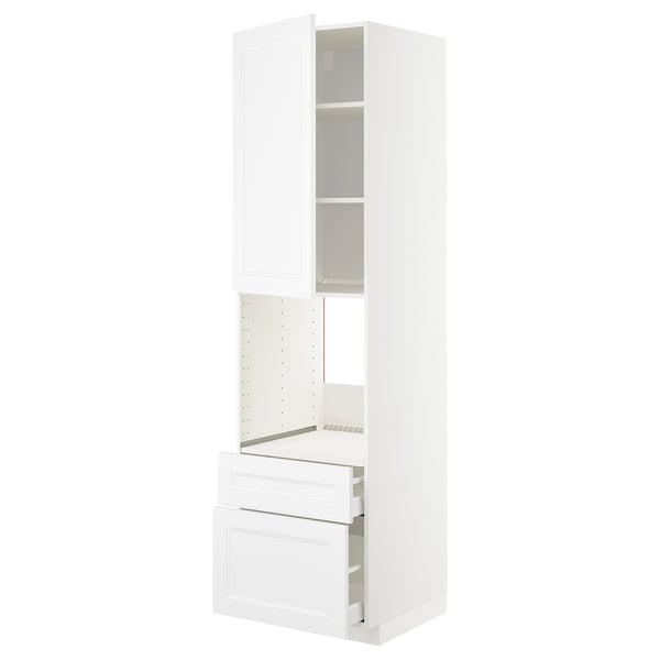 METOD / MAXIMERA hi cab f ov w dr/2 frnt/1 m/1 h drw, white/Axstad matt white, 60x60x220 cm