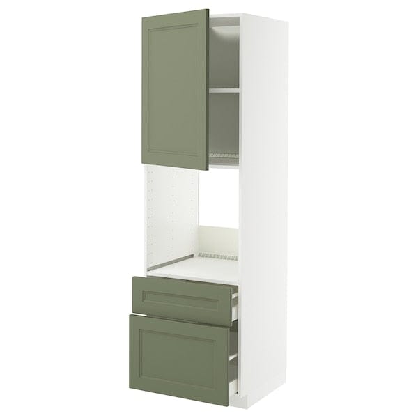 Ikea METOD / MAXIMERA - Mobile forn/cass/2fron/1cass me/1al, bianco/Axstad grigio-verde,60x60x200 cm