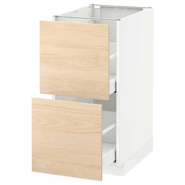 METOD / MAXIMERA base cb 2 fronts/2 high drawers, white/Askersund light ash effect, 40x60 cm