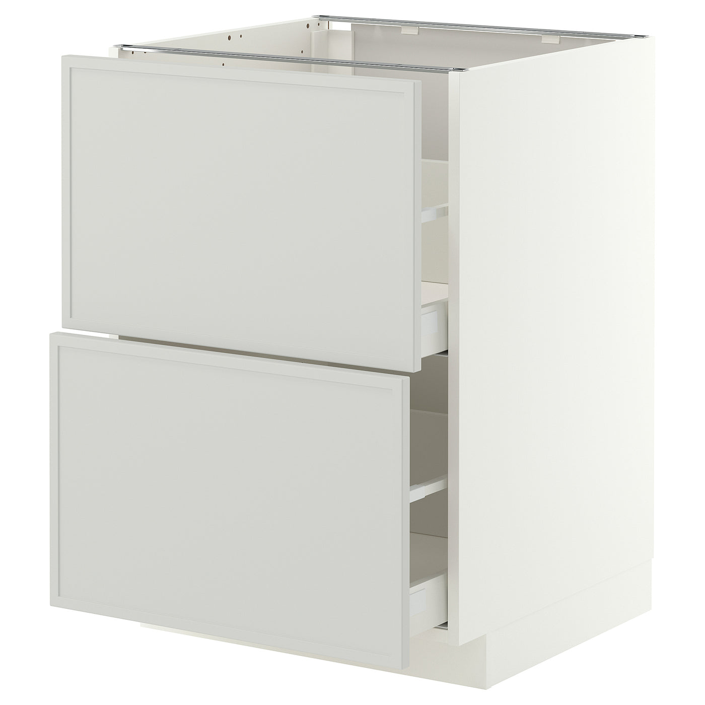 METOD / MAXIMERA base cb 2 fronts/2 high drawers, white/Aspudden light grey, 60x60 cm