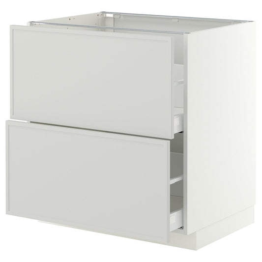 METOD / MAXIMERA base cb 2 fronts/2 high drawers, white/Aspudden light grey, 80x60 cm