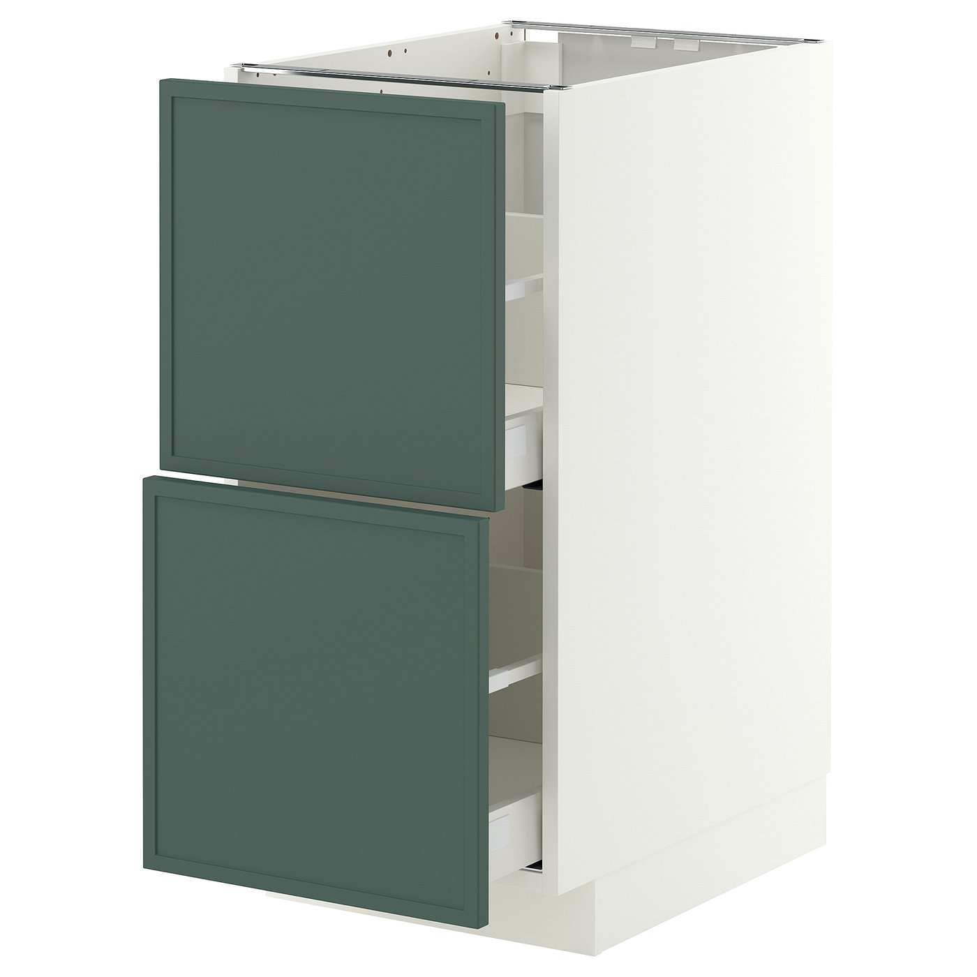 METOD / MAXIMERA base cb 2 fronts/2 high drawers, white/Aspudden dark grey-green, 40x60 cm