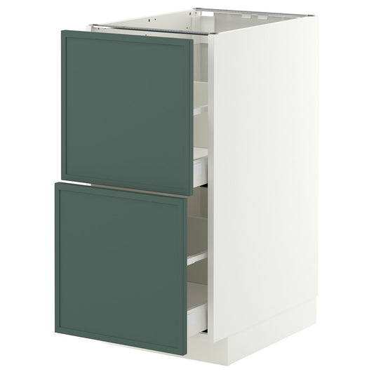 METOD / MAXIMERA base cb 2 fronts/2 high drawers, white/Aspudden dark grey-green, 40x60 cm