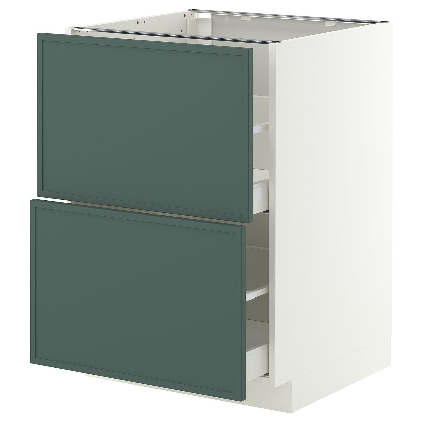METOD / MAXIMERA base cb 2 fronts/2 high drawers, white/Aspudden dark grey-green, 60x60 cm