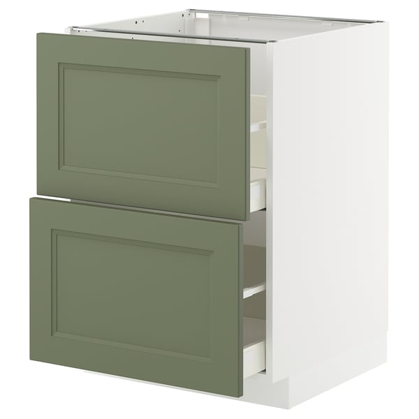 METOD / MAXIMERA - METOD / MAXIMERA Base cb 2 fronts/2 high drawers, white/Axstad grey-green, 60x60 cm