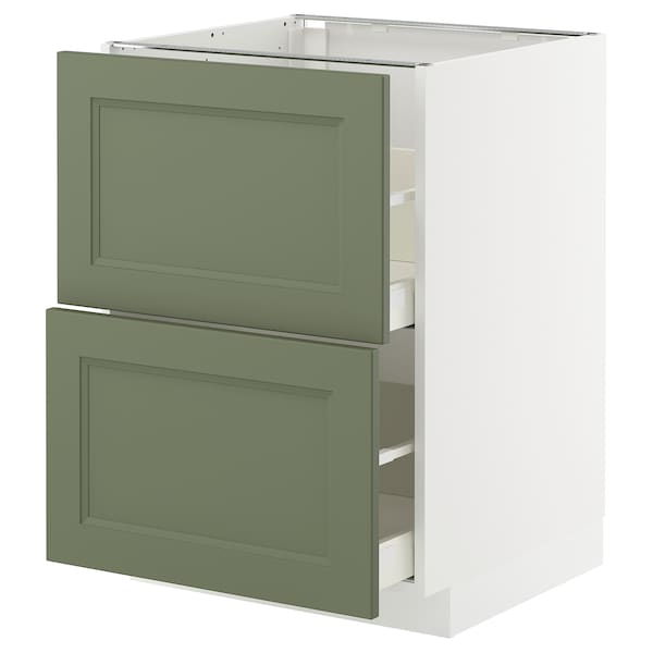 METOD / MAXIMERA - Base cb 2 fronts/2 high drawers, white/Axstad grey-green, 60x60 cm