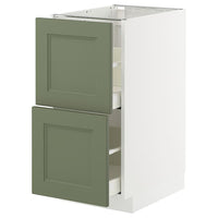 METOD / MAXIMERA base cb 2 fronts/2 high drawers, white/Axstad grey-green, 40x60 cm