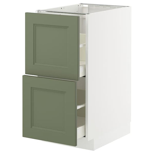 METOD / MAXIMERA base cb 2 fronts/2 high drawers, white/Axstad grey-green, 40x60 cm