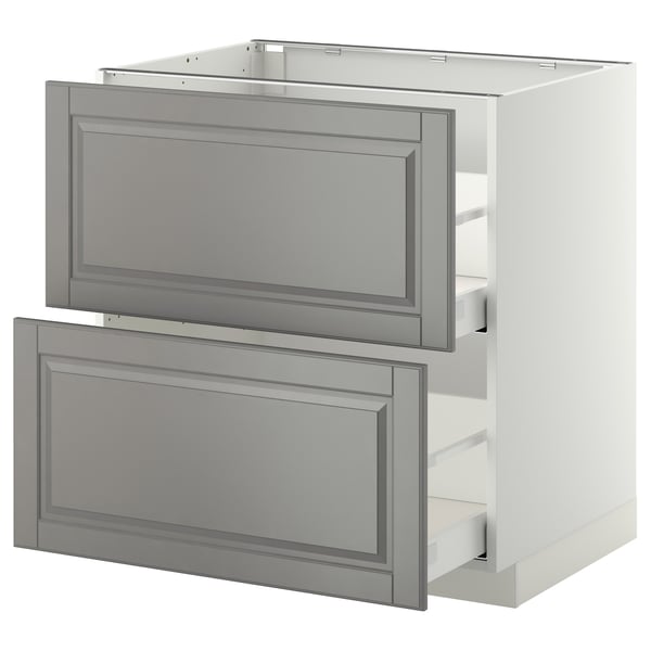 METOD / MAXIMERA - METOD / MAXIMERA Base cb 2 fronts/2 high drawers, white/Bodbyn grey, 80x60 cm