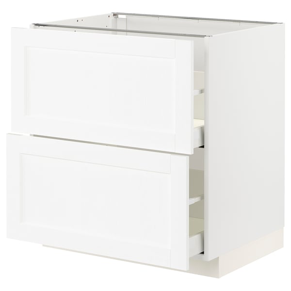 METOD / MAXIMERA base cb 2 fronts/2 high drawers, white Enköping/white wood effect, 80x60 cm