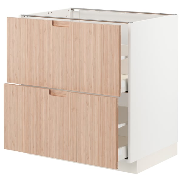 METOD / MAXIMERA - METOD / MAXIMERA Base cb 2 fronts/2 high drawers, white/Fröjered light bamboo, 80x60 cm
