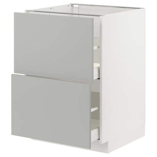 Ikea METOD / MAXIMERA - Base cb 2 fronts/2 high drawers, white/Havstorp light grey, 60x60 cm